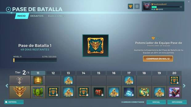 Los pases de batalla son un recurso de pago de 'Paladins' para generar dinero que, por suerte, nos darán bonificadores de experiencia, oro u aspectos que no modificarán en ningún momento las características del juego durante las partidas.