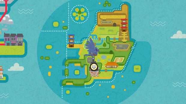 Nada mejor que un mapa para que os hagáis una idea del tamańo de la isla. Por todas las zonas que están en azul oscuro podemos ir con nuestra bici Rotom en Modo acuático.