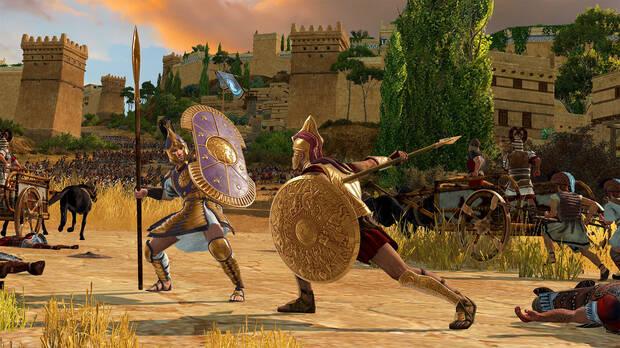 Combate entre Héctor y Aquiles, dos de los héroes más poderosos que podremos controlar en 'Total War Saga: Troy'.