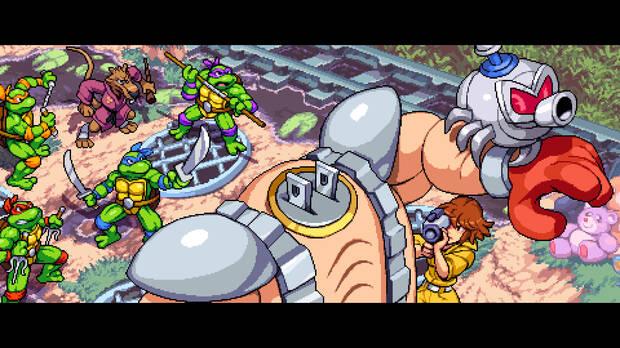 Como podréis suponer, la historia es una simple excusa para lanzarnos a combatir por Nueva York para detener los malvados planes de Shredder y Krang. Entre fase y fase podréis ver pantallas estáticas como esta.