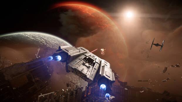 El combate espacial tiene mecánicas muy sencillas, pero es muy vistoso.