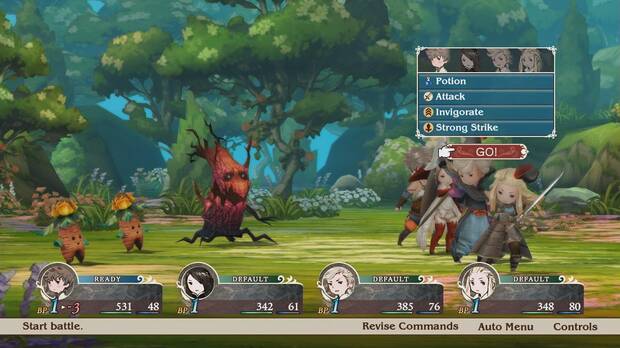 Los combates emplean el sistema bravely & default. No hay grandes cambios.