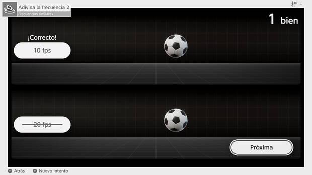 Esta prueba es muy curioso, y te desafa a que aciertes el 'framerate' al que se mueves el objeto que pasa por la pantalla, que en Switch 2 puede ser hasta 120 FPS.