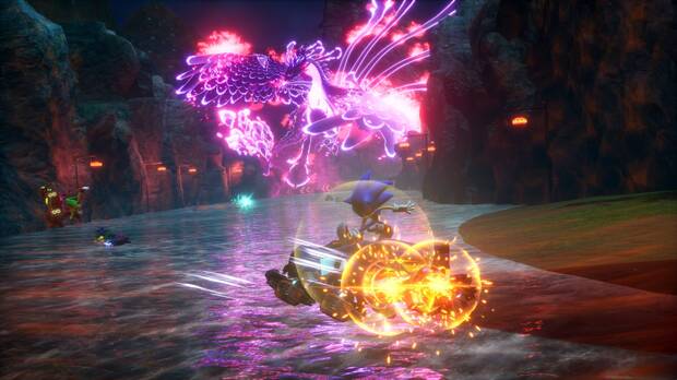 La inmensa mayora de los objetos y de los potenciadores recuerdan a otros que hemos visto en Mario Kart.