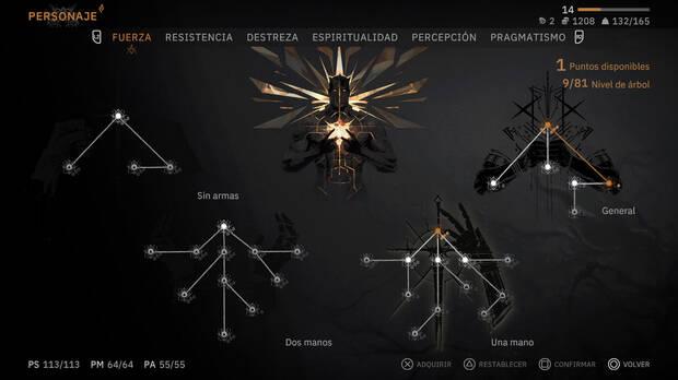 El rbol de habilidades es enorme y abarca mltiples disciplinas para ir especializando a tu personaje y determinar su evolucin.