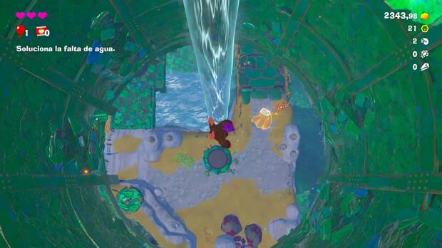 Podemos movernos entre distintos estratos con cadas libres que recuerdan a Zelda: Tears of the Kingdom.