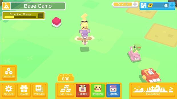 ‘Pokémon Quest’ tiene un estilo sencillo a nivel visual, inspirado en elementos muy habituales en los juegos actuales como el de la construcción.