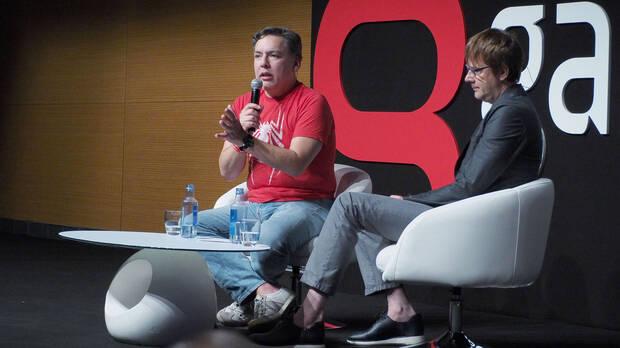 Shawn Layden y Mark Cerny durante su charla en el Gamelab 2018 (foto: Gamelab).
