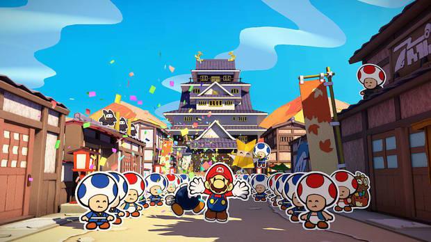 'Paper Mario' celebrando su regreso triunfal por todo lo alto.