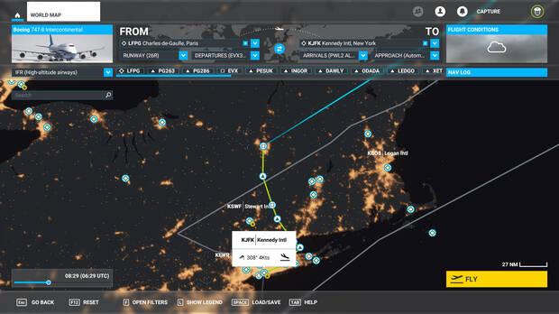 Podemos trazar rutas de vuelo con distintos puntos y elegir distintos tipos de aerolíneas.