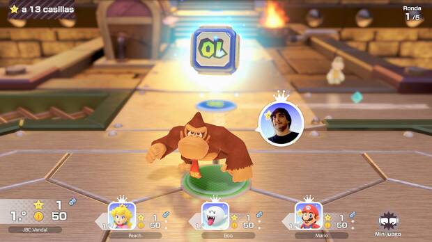 Podemos ver nuestra imagen en todo momento dentro del modo Mario Party, algo que incrementa la diversin.