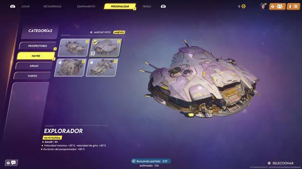 Tenemos varias naves entre las que escoger, cada una con sus propias caractersticas y diseos.