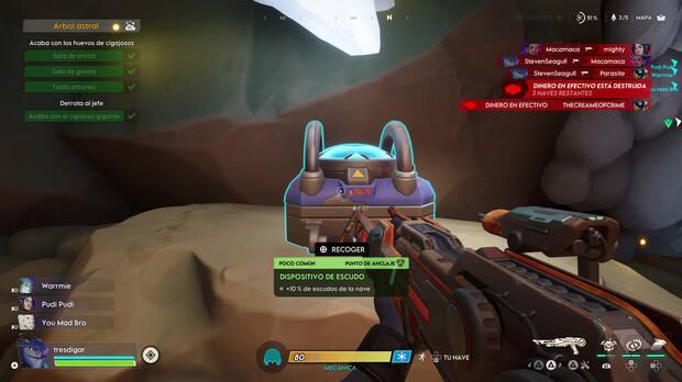 Podemos encontrar mejoras para nuestra nave, como mdulos que amplen la capacidad del escudo.