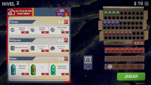 En la tienda podemos mejorar nuestro equipo para cada fase. 