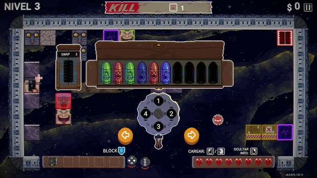 Elegir sabiamente las balas que vamos a usar en cada turno es fundamental para salir indemnes y no recibir daos.