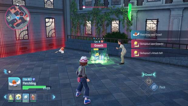 En la parte derecha de la pantalla aparecen los ltimos movimientos utilizados por los Pokmon. Tambin hay un botn para huir.