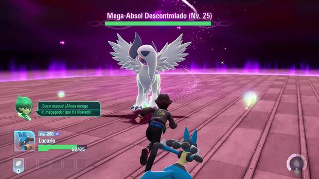 El combate contra Pokmon salvajes megaevolucionados es dinmico porque hay que esquivar, atacar y recoger orbes.