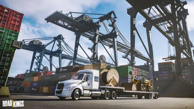 La cmara en vista cenital ayuda en la laboriosa tarea de colocar el remolque en el lugar apropiado del puerto.