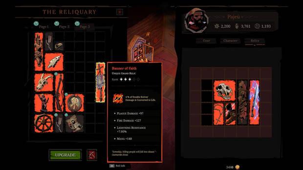 Las reliquias potencian las capacidades de las habilidades que hayamos equipado.