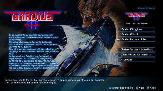 Los juegos son complicados, pero con la cantidad de ayudas de 'Gradius Origins' no tendrs problemas en aprender a jugar, y despus, batir tus rcords.
