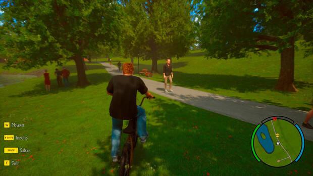 El mapa del juego incluye algunas tiendas y el acceso a las misiones, pero no es muy divertido de explorar. Al menos con la bici este viaje se hace más corto.