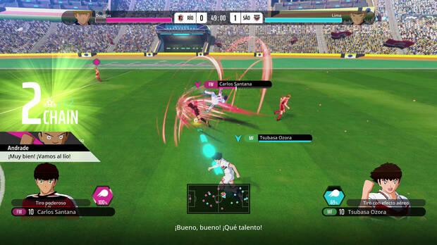 El f�tbol es plenamente arcade, sin faltas y con un estilo de juego basado totalmente en el manganime.