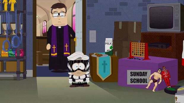 Que un cura pederasta sea uno de los enemigos es algo de lo más normal en un juego como 'South Park: Retaguardia en Peligro'.