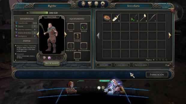Los bardos son los personajes más importantes del juego. Aquí, por cierto, podéis ver algún fallo de traducción.