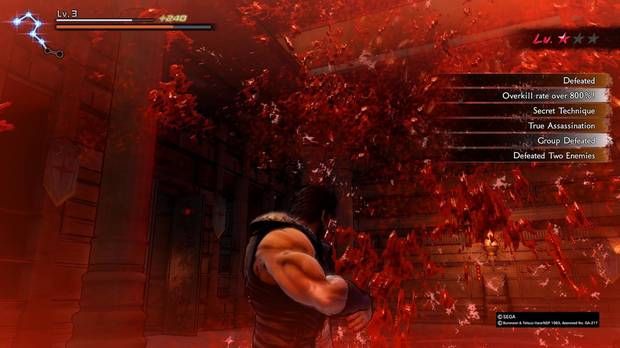 Hay un poco de Kenshiro en esta foto de sangre. El juego es absurdamente violento.