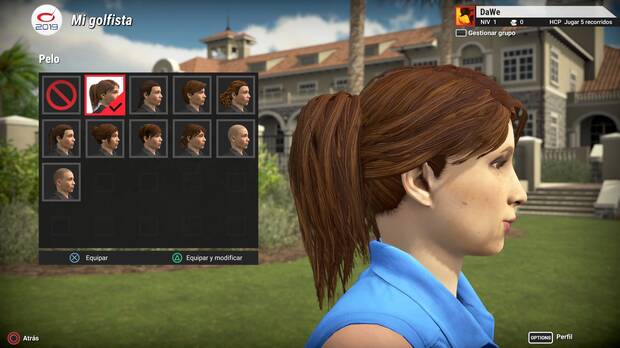 Es posible personalizar a nuestro golfista con multitud de ajustes.