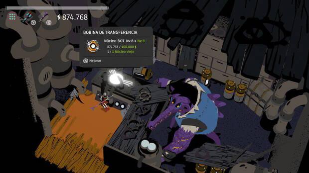 Podemos ir mejorando el ncleo que da vida al protagonista, siempre que tengamos energa suficiente y un ncleo viejo que hayamos conseguido recolectar.