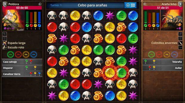 Las batallas entre los distintos personajes se llevan a cabo mediante duelos de puzles <i>match 3</i>, con turnos de por medio incluso.