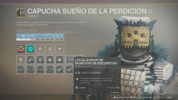 Al subir de nivel la armadura, aumentamos sus estadísticas base (ahora son seis en lugar de tres) y podremos ponerle más modificadores (cada uno de ellos tiene su propio coste).