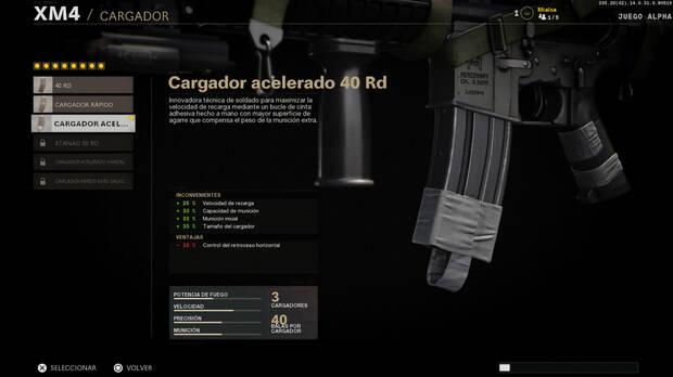 Es de gran ayuda ver el porcentaje de mejora de cada complemento en el arma.
