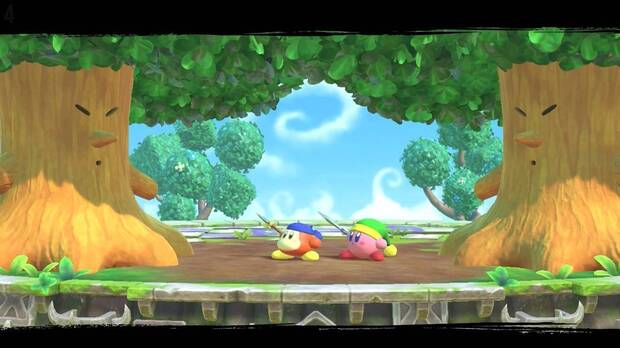 Kirby deja de lado las plataformas tradicionales para adentrarse en un arcade de lucha de jugabilidad 2D apto para cuatro jugadores simultáneos.