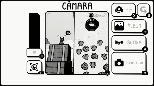 La cámara de fotos es la herramienta principal del juego, cuenta con varias opciones de encuadre (aunque nada especialmente avanzado) y se irá ampliando con nuevas acciones a medida que avancemos.