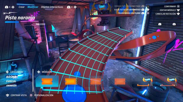 Dobla la pista en el editor para dar la forma que quieras a tu circuito, añade módulos y objetos interactivos. El límite es tu imaginación.