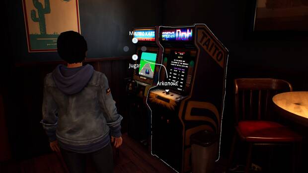 Los escenarios están repletos de detalles, algunos interactivos, como estas recreativas (sí, estuvimos un buen rato jugando a Arkanoid).
