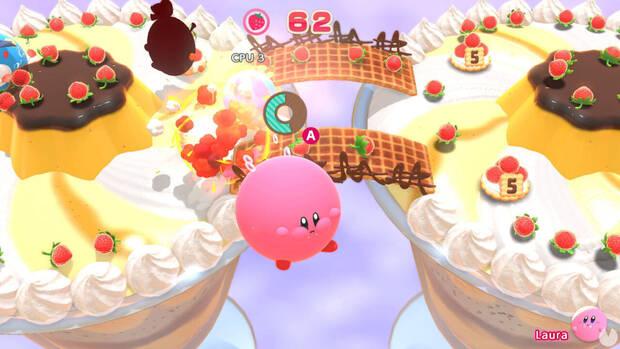 A medida que Kirby engorda disminuye su capacidad de flotar, pero a cambio aumenta su velocidad.