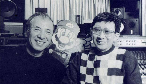 Sadao Watanabe con Koichi Sugiyama en la producción del álbum de 'Super Mario World' para Warner. 1991