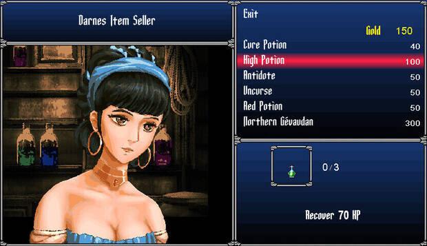 Comprar objetos curativos es esencial para avanzar sin morder el polvo.