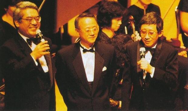 Kentaro Haneda, Katsuhisa Hattori y Koichi Sugiyama presentando el Game Music Concert de 1992.