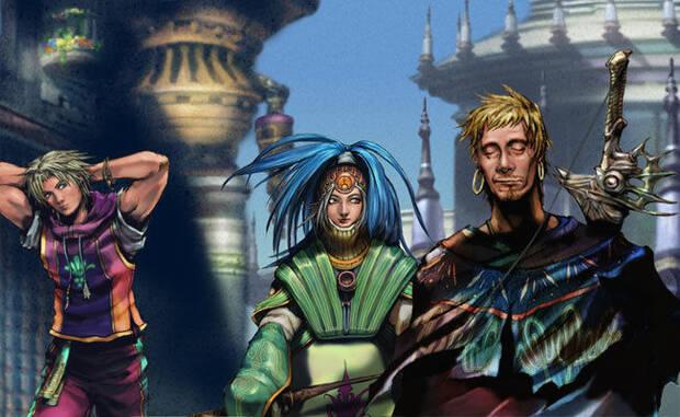Tidus y dos extraños compañeros de equipo. ¿Yuna y Auron?