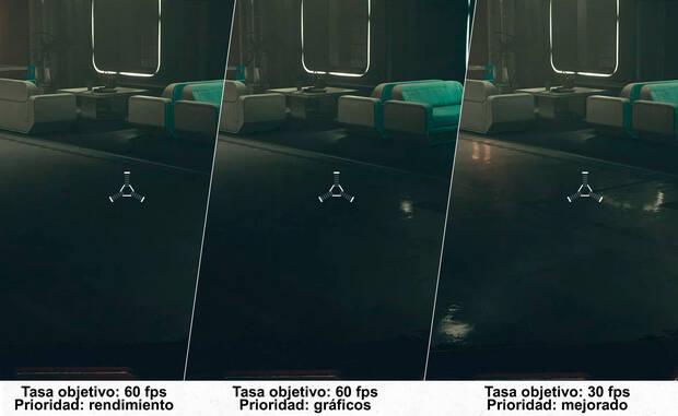 El modo Mejorado incluye más efectos que la prioridad en gráficos. Rendimiento reduce estos detalles, pero se gana más framerate.