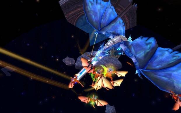 En la fase final de Malygos teníamos que volar a lomos de los dragones del Vuelo Rojo.