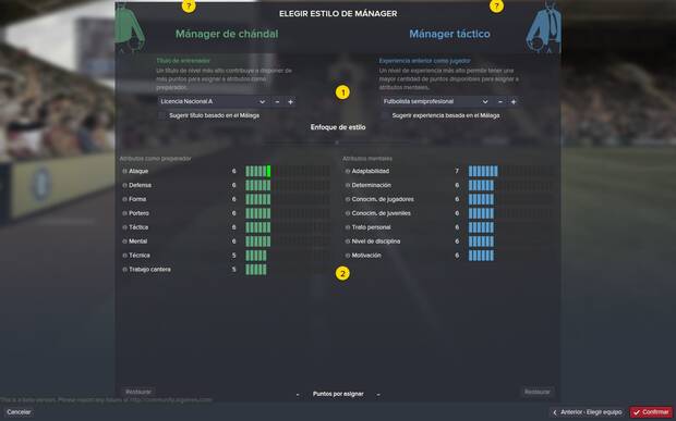 El sistema de personalización de nuestro entrenador nos invitará a definirnos como un técnico de corbata o chándal, cambiando la forma de preparar la plantilla con la decisión.