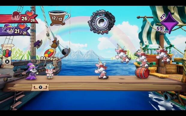 Los combates son puro Paper Mario y tienen una dificultad muy bien ajustada. Si os resulta dif�cil acertar los comandos interactivos de cada acci�n, existe una opci�n para que se ejecuten solos.