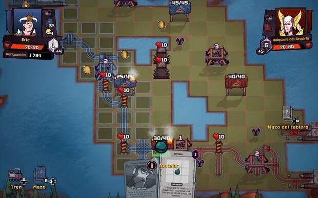 La idea es conseguir destruir las bases rivales mientras protegemos las nuestras... a base de lanzar trenes explosivos.