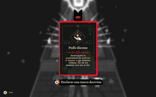Con las doctrinas desbloqueamos nuevas formas de interactuar con los adeptos de la secta, e incluso más habilidades y ventajas para la secciones de combate.