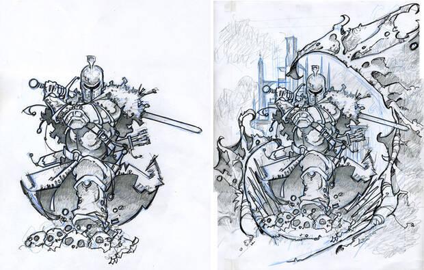Los bocetos original del 'Dark Souls II' de Azpiri (cortesía de David Fraile).